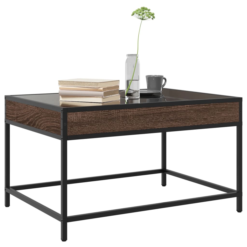 Table basse avec Infinity LED aspect chêne marron 70x50x41 cm