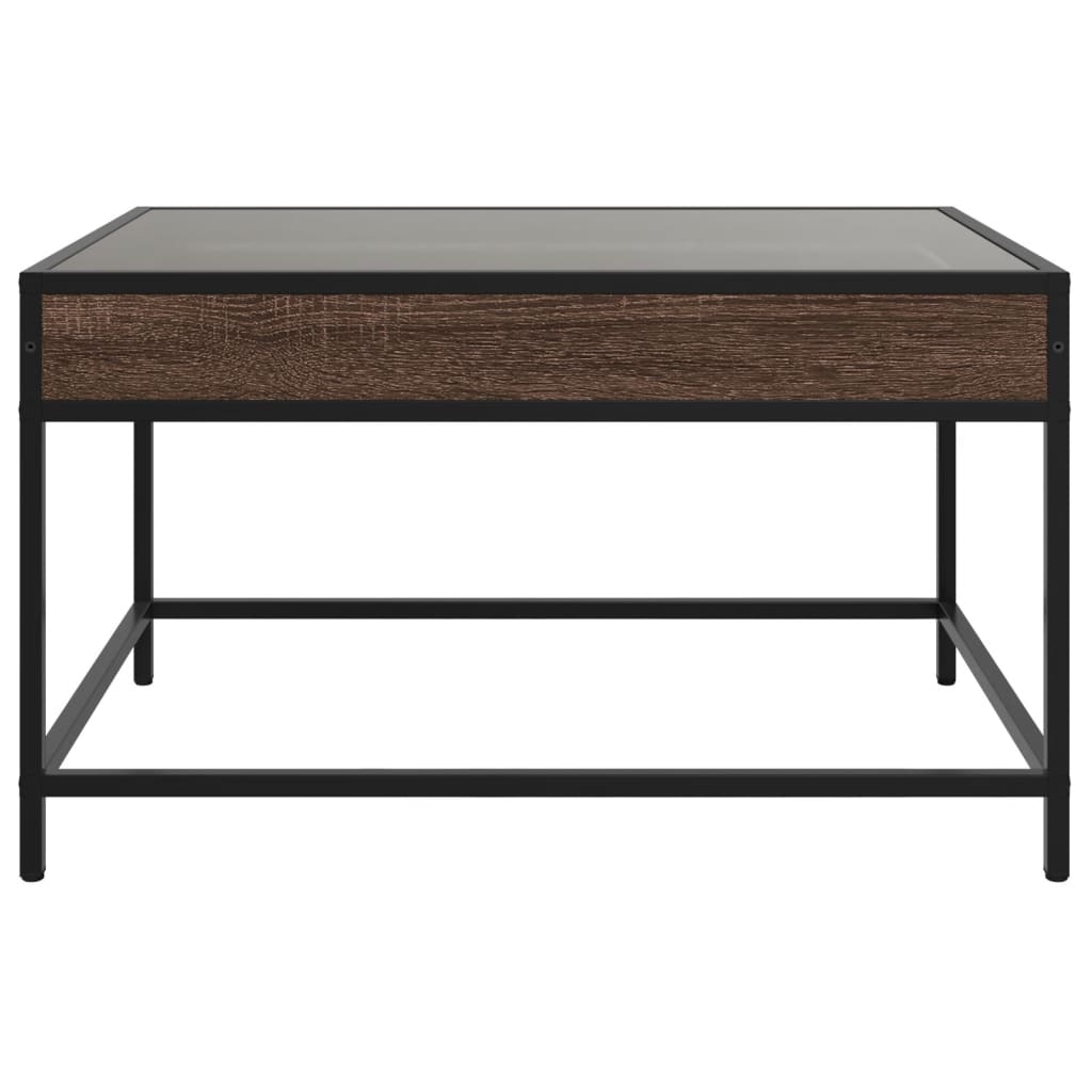 Table basse avec Infinity LED aspect chêne marron 70x50x41 cm