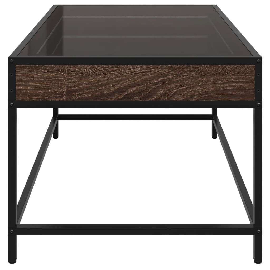 Table basse avec Infinity LED aspect chêne marron 70x50x41 cm