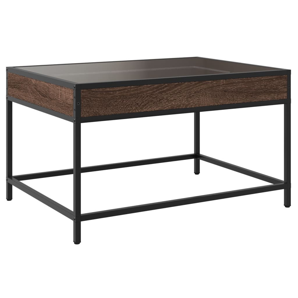 Table basse avec Infinity LED aspect chêne marron 70x50x41 cm