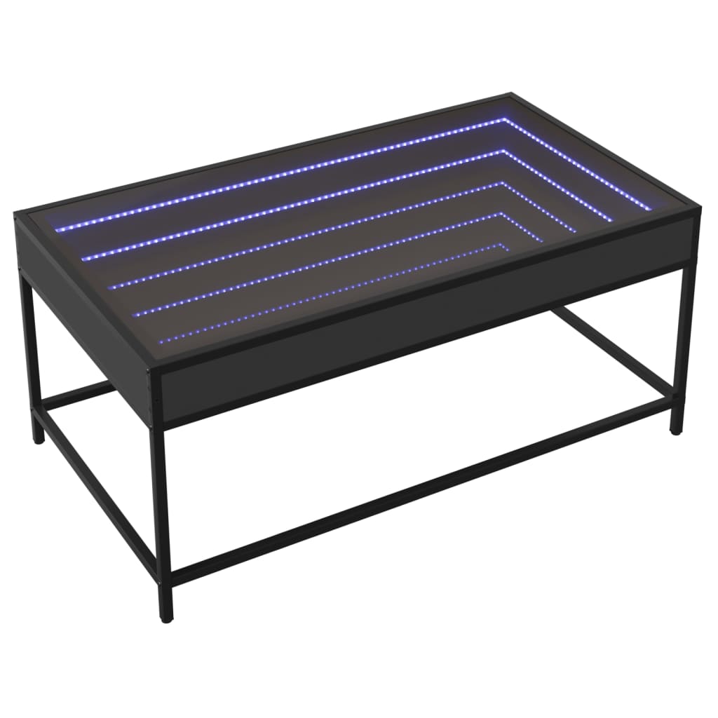 Table basse avec Infinity LED noir 90x50x41 cm