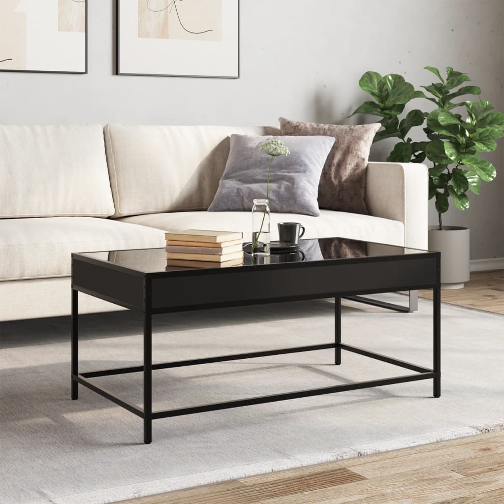 Table basse avec Infinity LED noir 90x50x41 cm