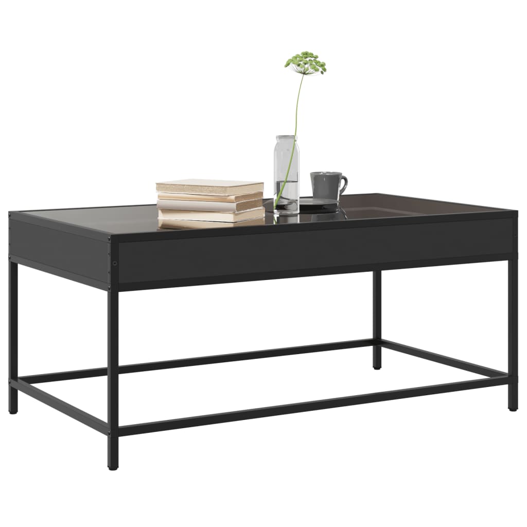 Table basse avec Infinity LED noir 90x50x41 cm