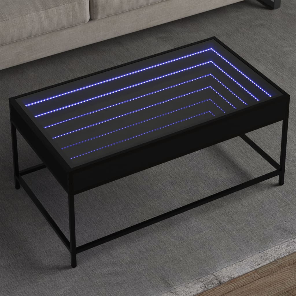 Table basse avec Infinity LED noir 90x50x41 cm