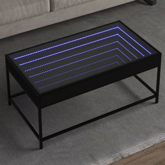 Table basse avec Infinity LED noir 90x50x41 cm
