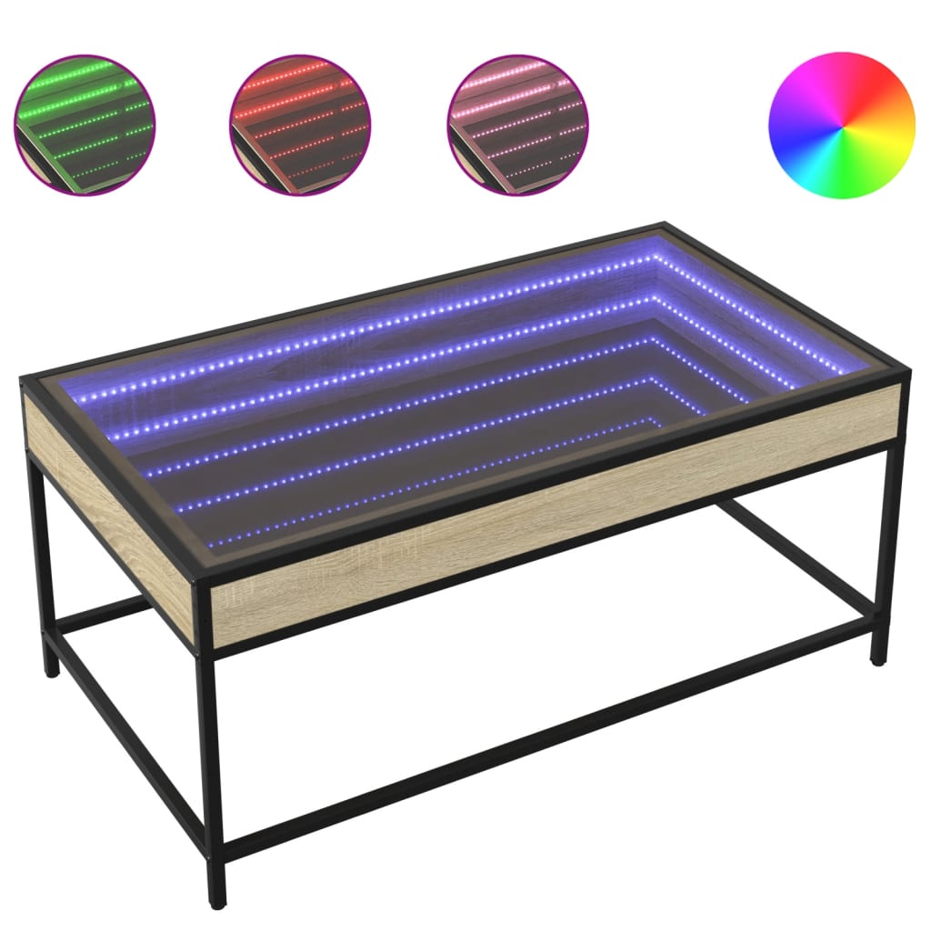 Table basse avec Infinity LED chêne Sonoma 90x50x41 cm