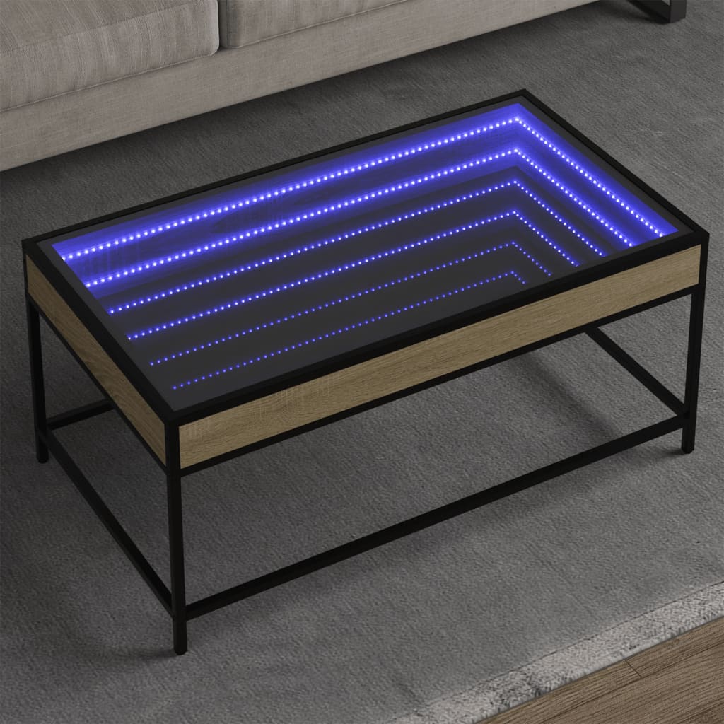 Table basse avec Infinity LED chêne Sonoma 90x50x41 cm