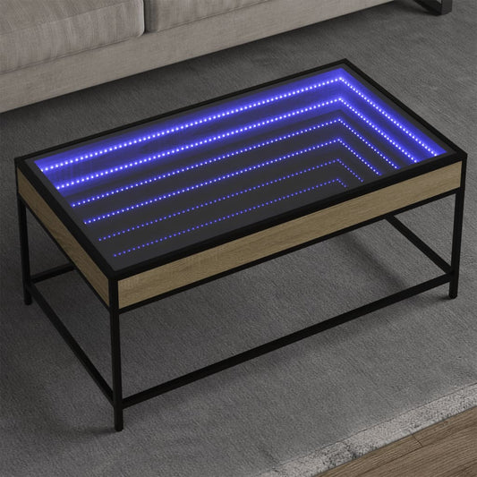 Table basse avec Infinity LED chêne Sonoma 90x50x41 cm