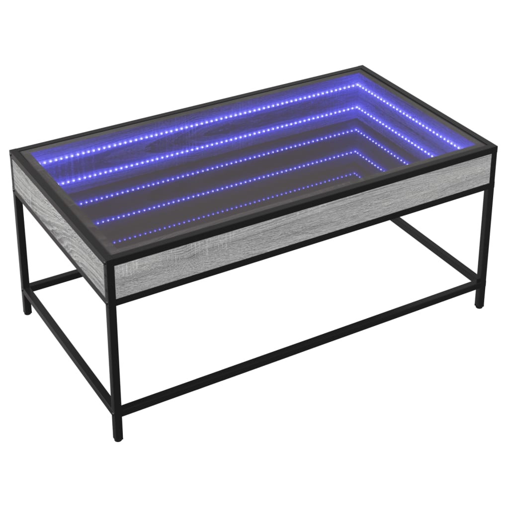 Table basse avec Infinity LED Gris Sonoma 90x50x41 cm