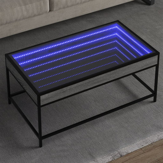 Table basse avec Infinity LED Gris Sonoma 90x50x41 cm