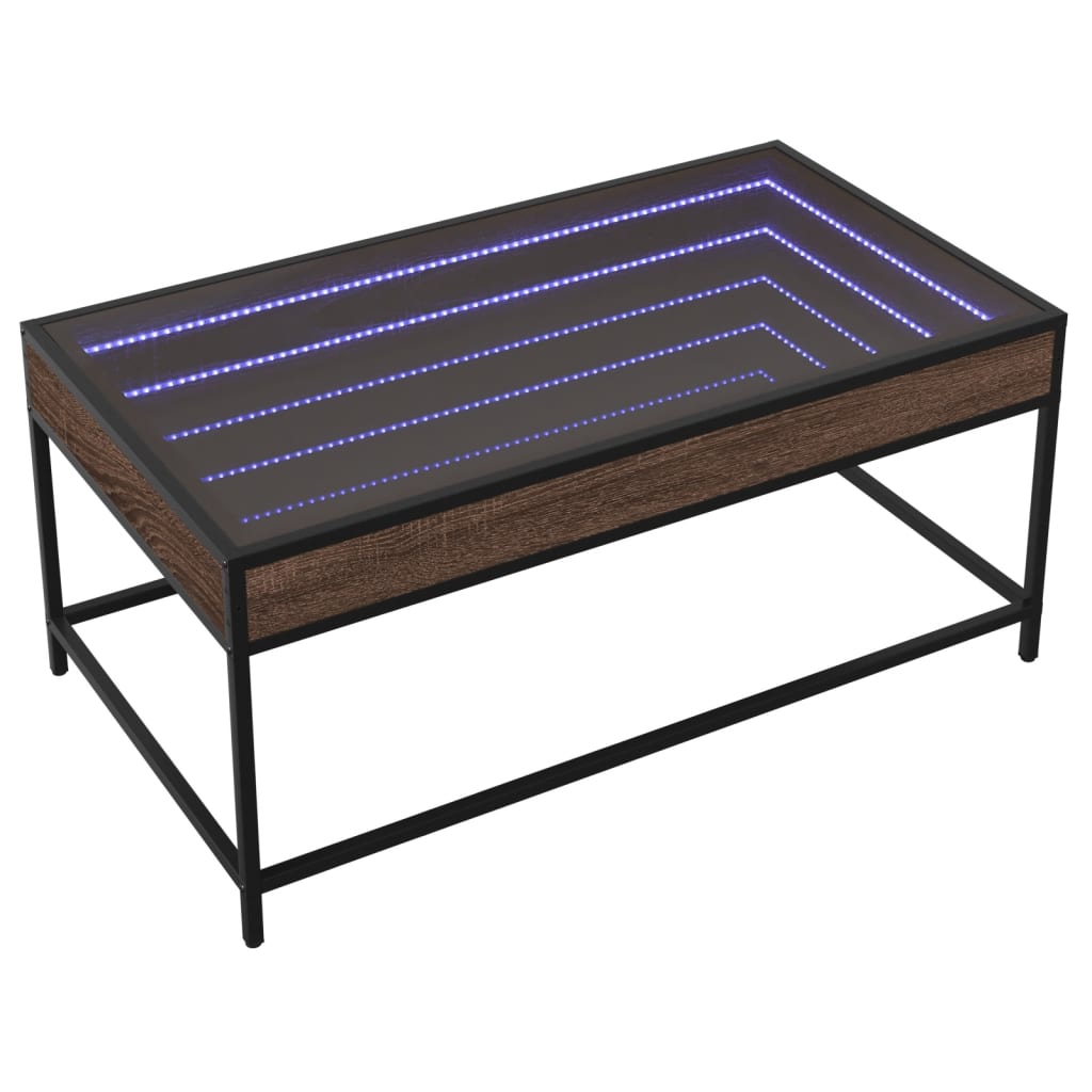 Coffee table with Infinity LED brown oak look 90x50x41 cm