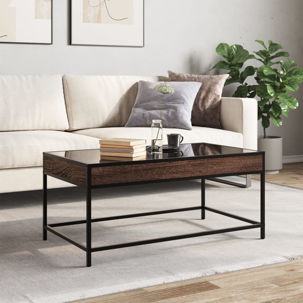 Coffee table with Infinity LED brown oak look 90x50x41 cm