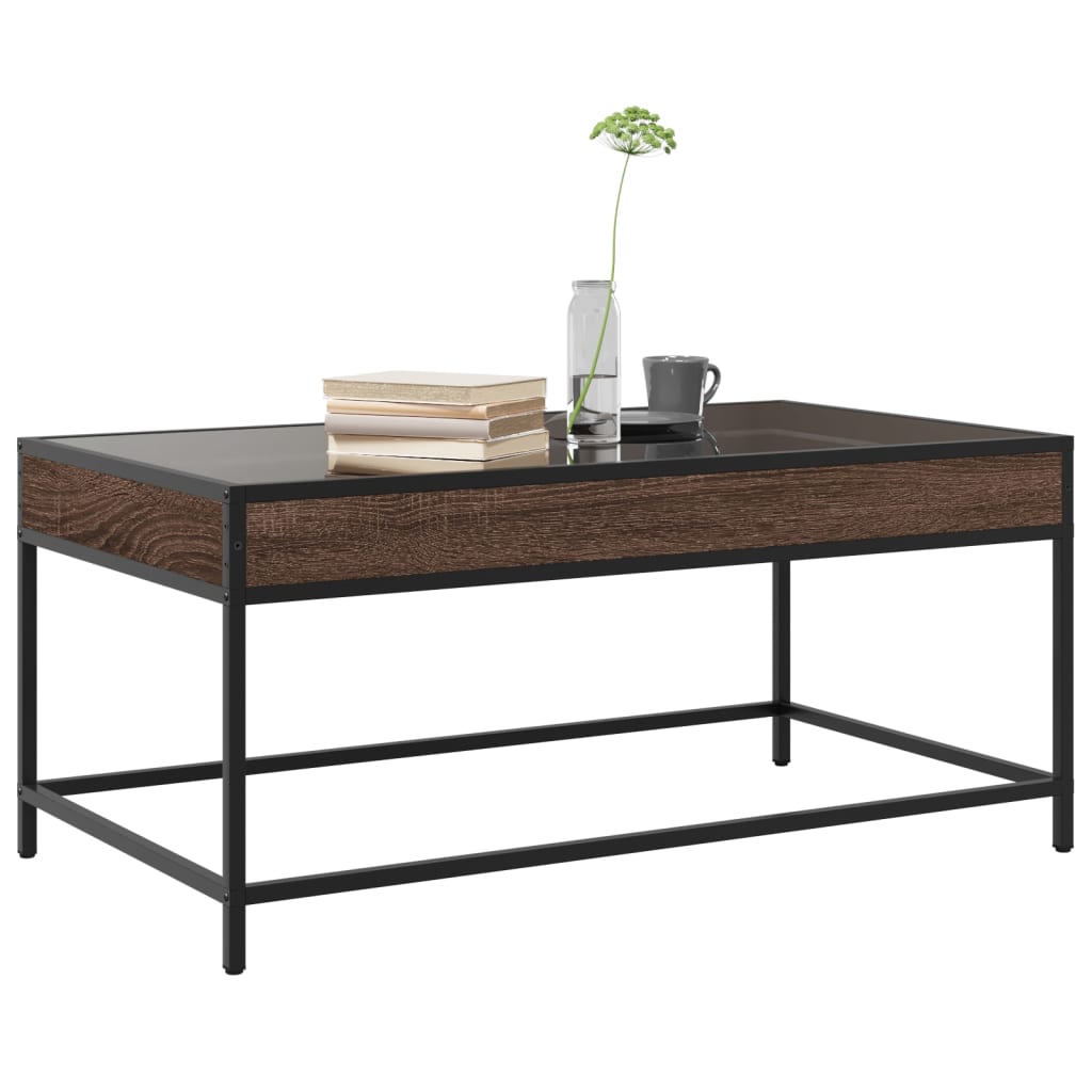 Coffee table with Infinity LED brown oak look 90x50x41 cm