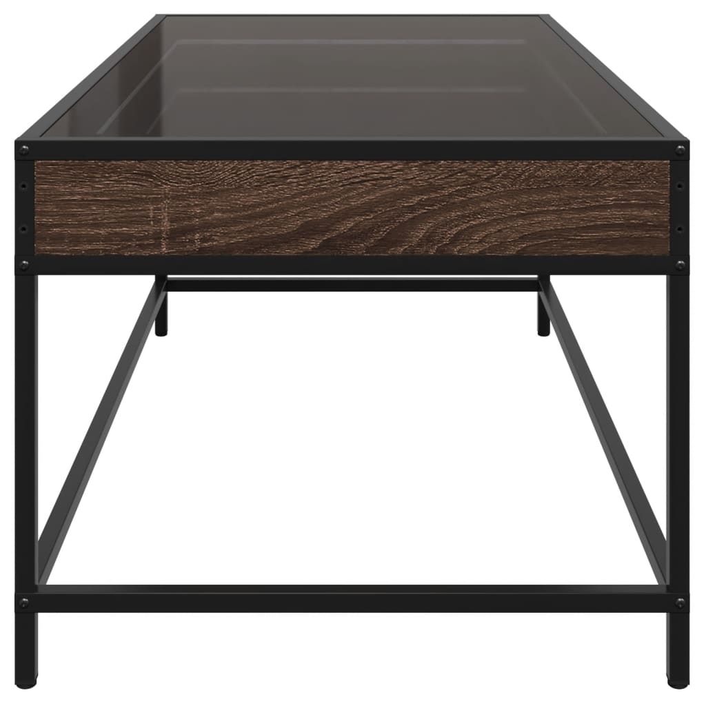 Coffee table with Infinity LED brown oak look 90x50x41 cm