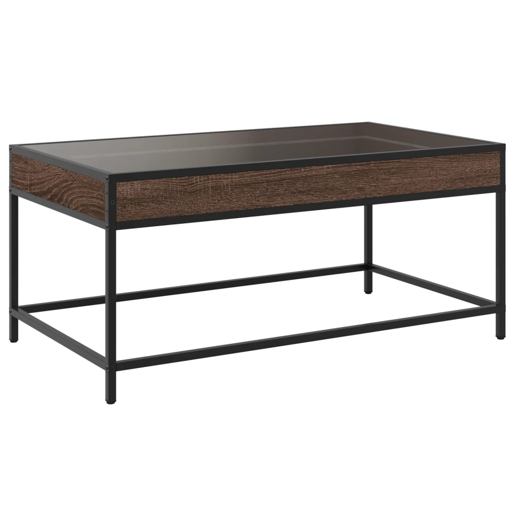 Coffee table with Infinity LED brown oak look 90x50x41 cm