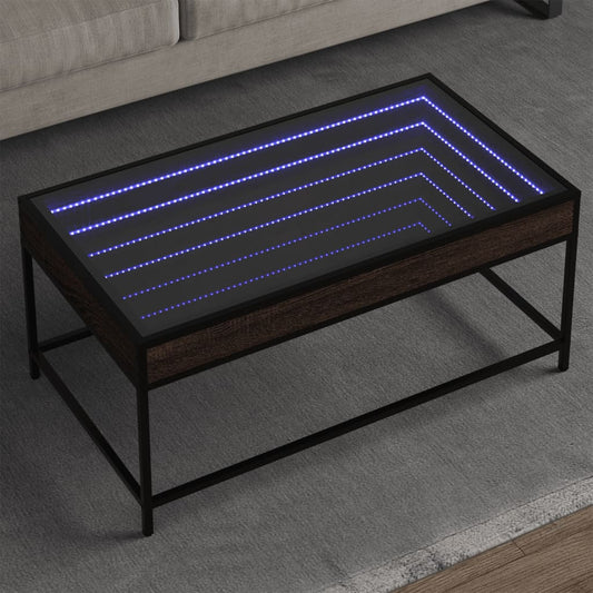 Coffee table with Infinity LED brown oak look 90x50x41 cm