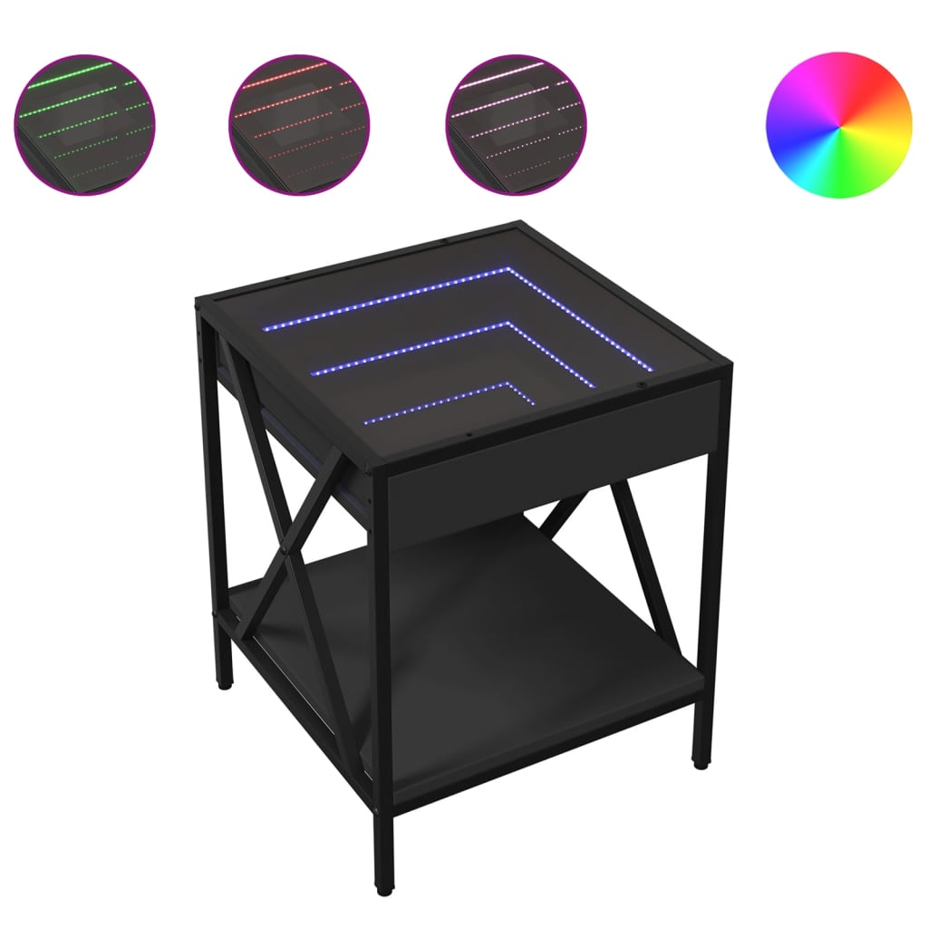 Table basse avec Infinity LED noir 40x40x49 cm