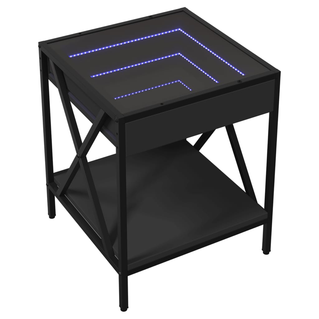 Table basse avec Infinity LED noir 40x40x49 cm