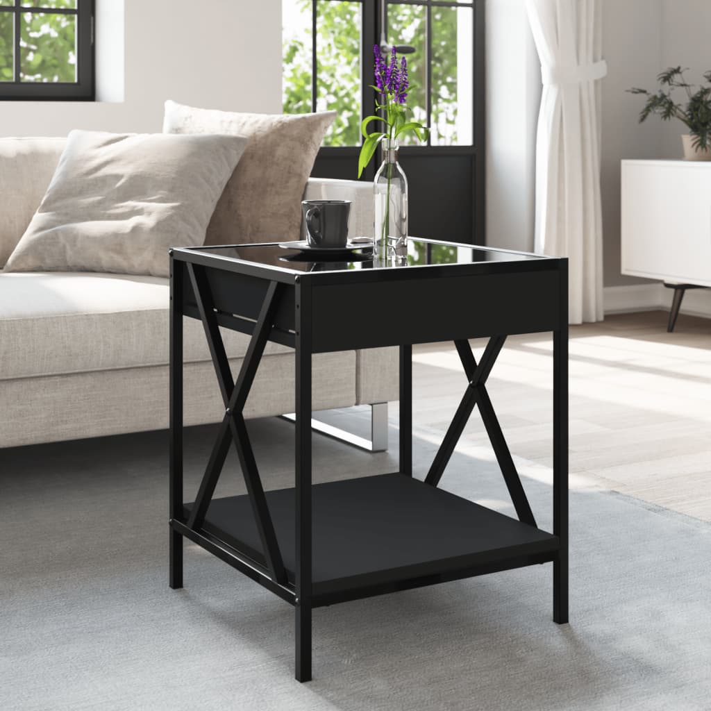 Table basse avec Infinity LED noir 40x40x49 cm