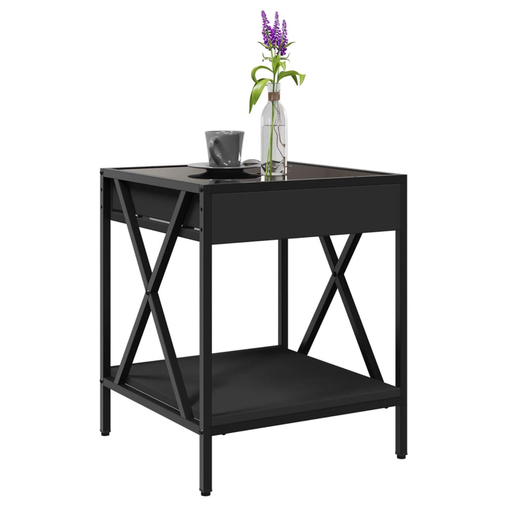Table basse avec Infinity LED noir 40x40x49 cm