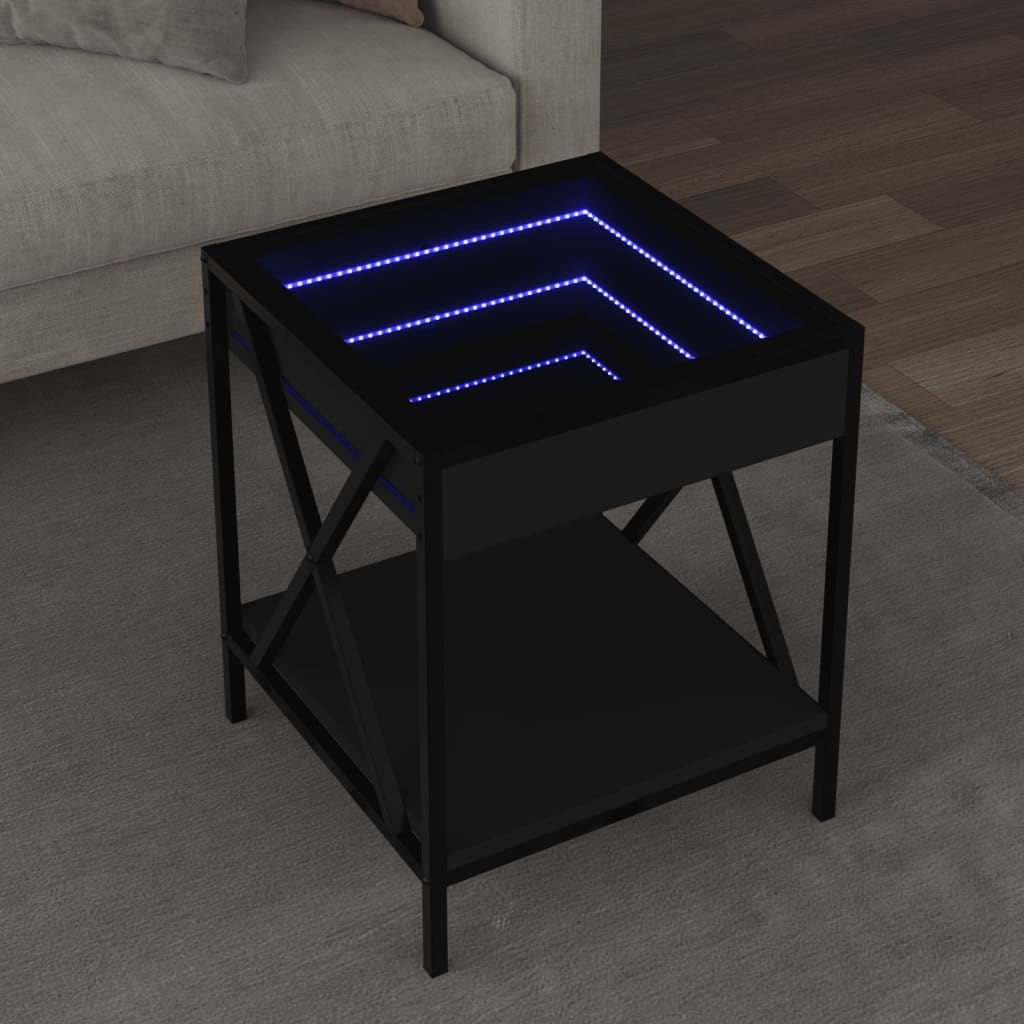 Table basse avec Infinity LED noir 40x40x49 cm