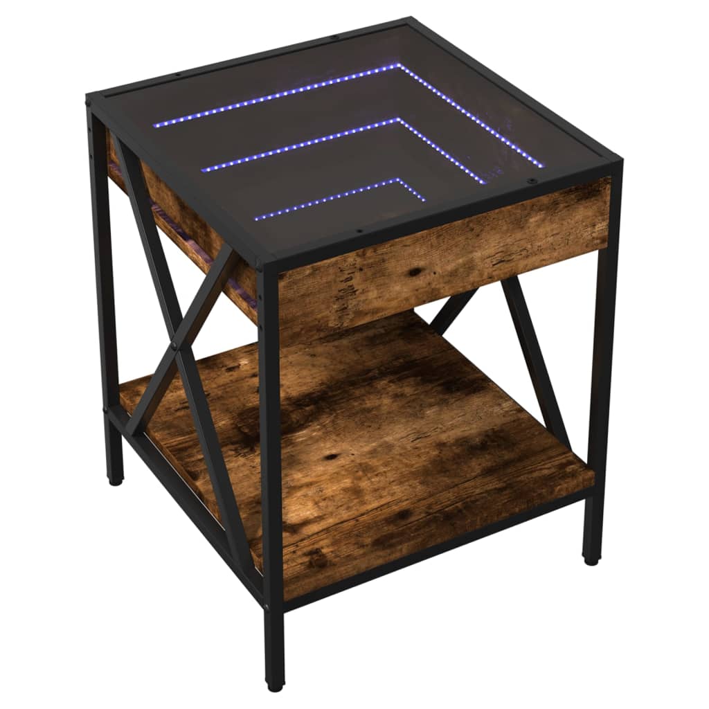 Table basse avec Infinity LED chêne fumé 40x40x49 cm