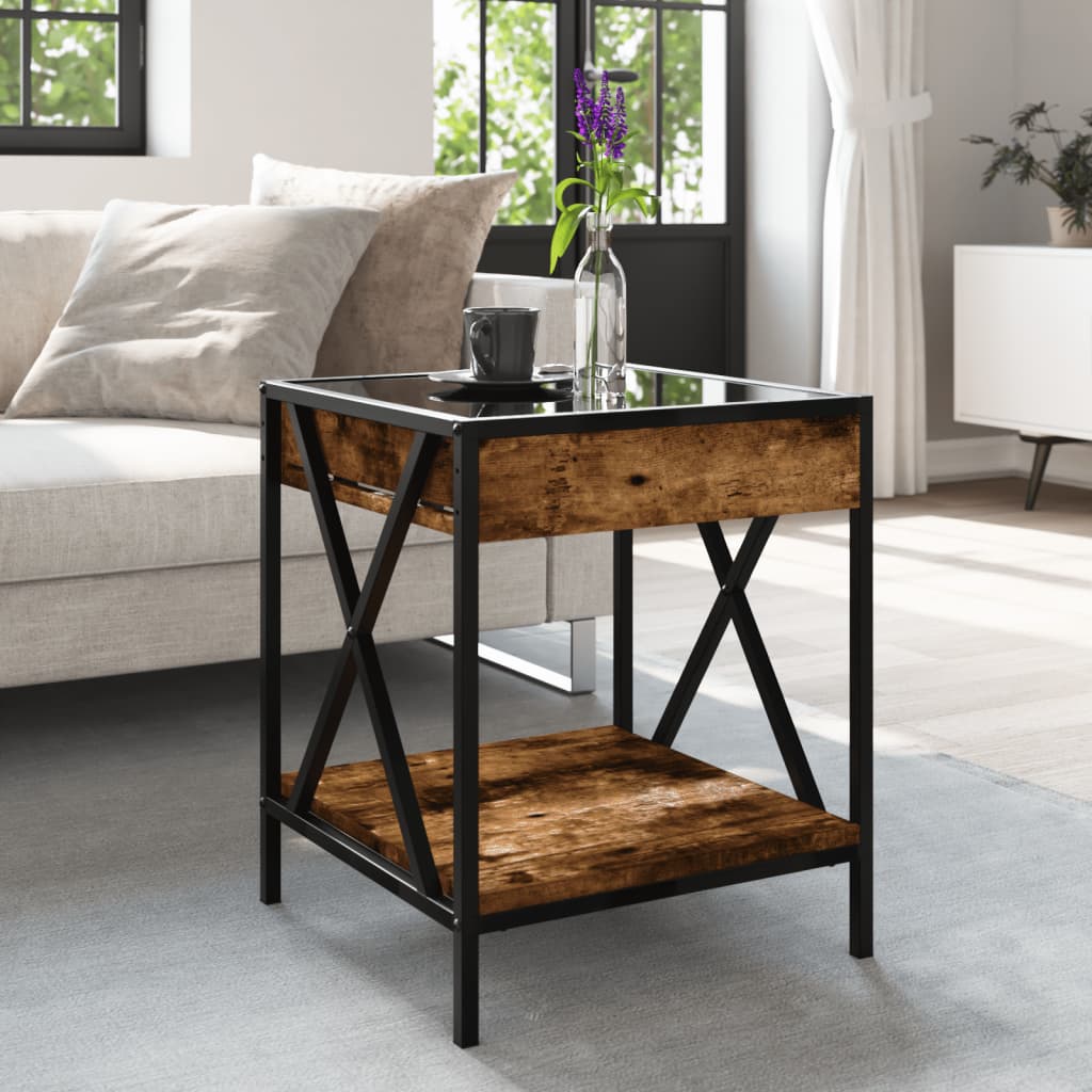 Table basse avec Infinity LED chêne fumé 40x40x49 cm