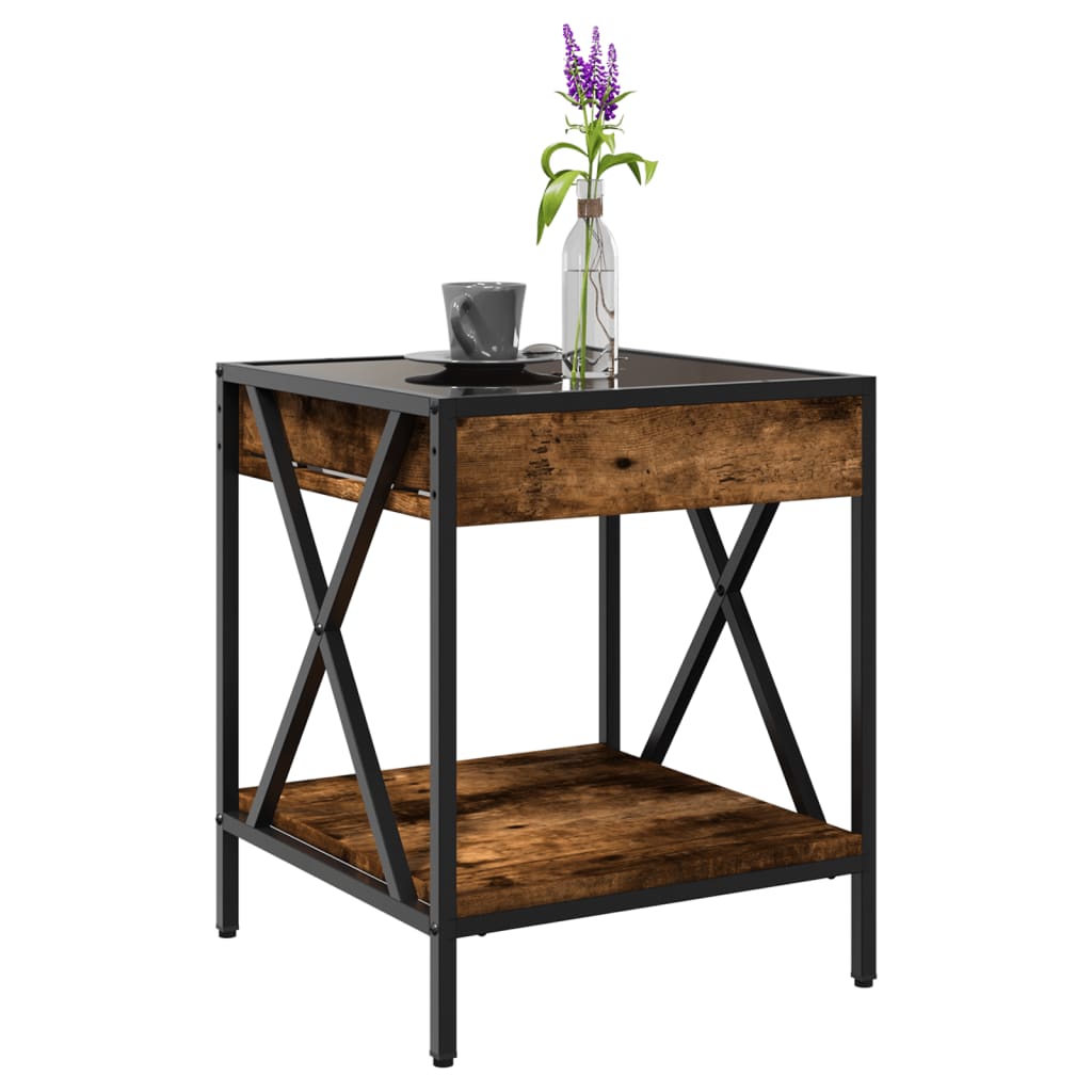 Table basse avec Infinity LED chêne fumé 40x40x49 cm