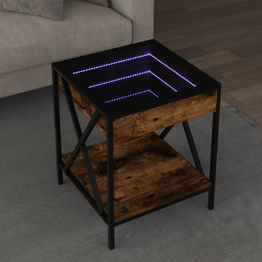 Table basse avec Infinity LED chêne fumé 40x40x49 cm