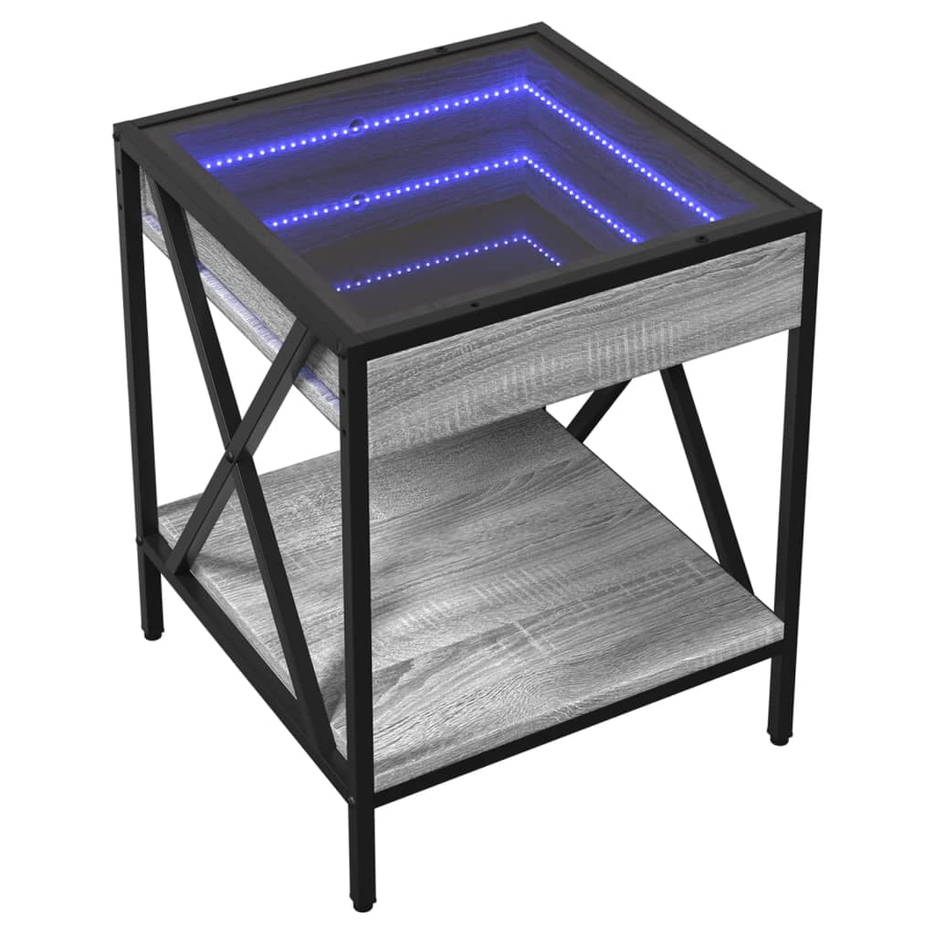 Coffee table with Infinity LED Gray Sonoma 40x40x49 cm