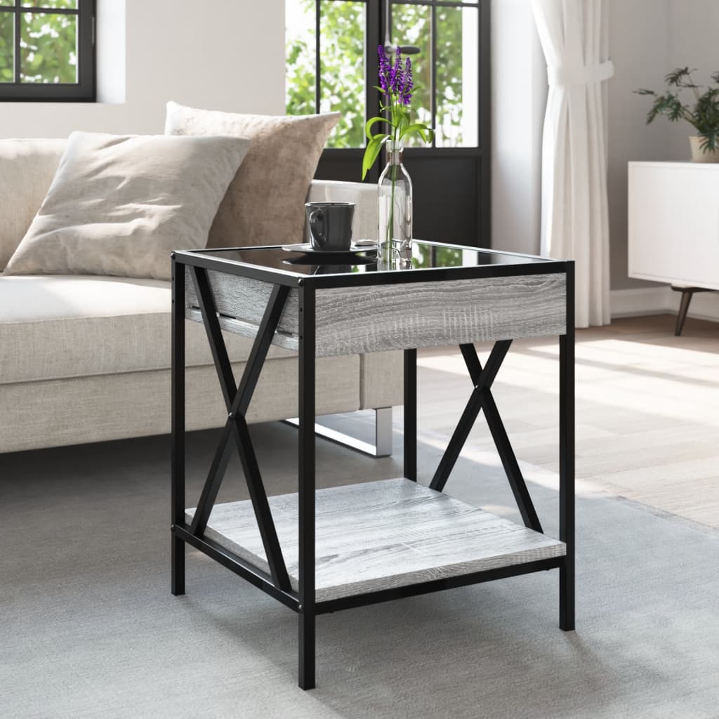 Coffee table with Infinity LED Gray Sonoma 40x40x49 cm