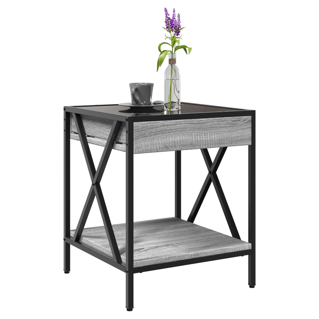 Coffee table with Infinity LED Gray Sonoma 40x40x49 cm