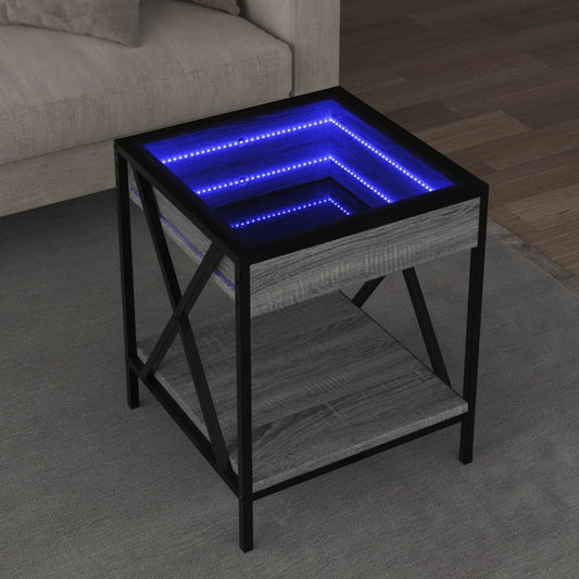 Coffee table with Infinity LED Gray Sonoma 40x40x49 cm
