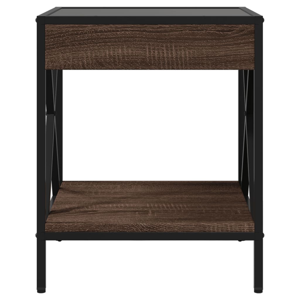 Table basse avec Infinity LED aspect chêne marron 40x40x49 cm