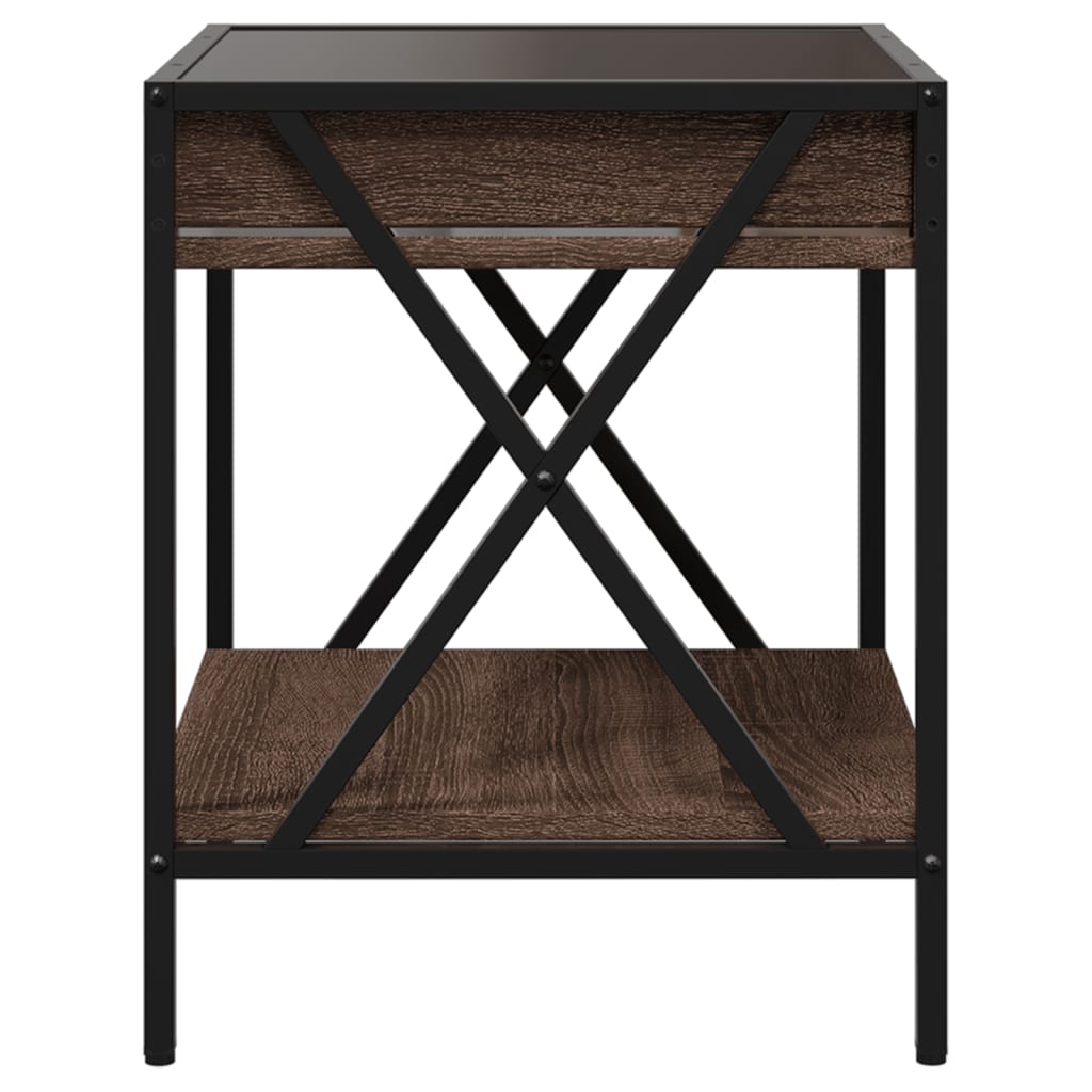 Table basse avec Infinity LED aspect chêne marron 40x40x49 cm