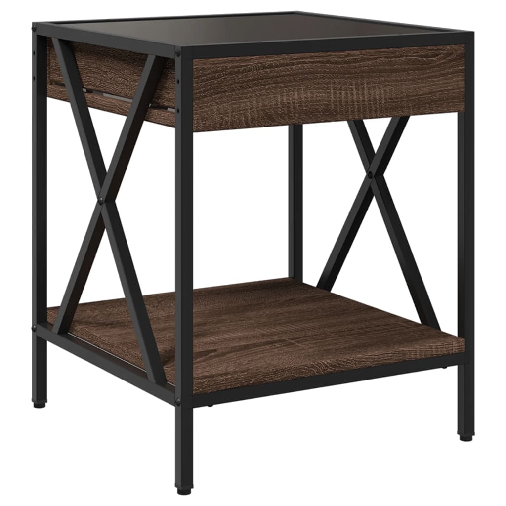 Table basse avec Infinity LED aspect chêne marron 40x40x49 cm