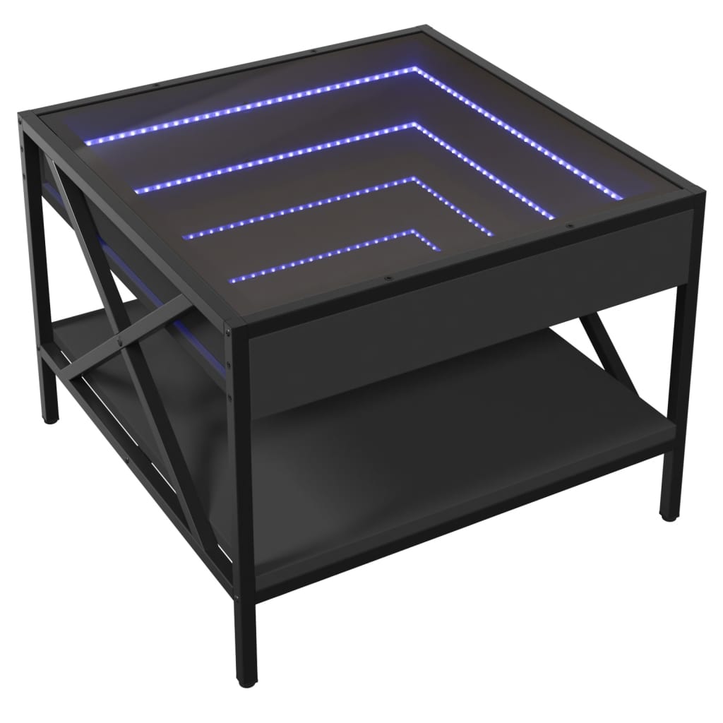 Table basse avec Infinity LED noir 50x50x38 cm