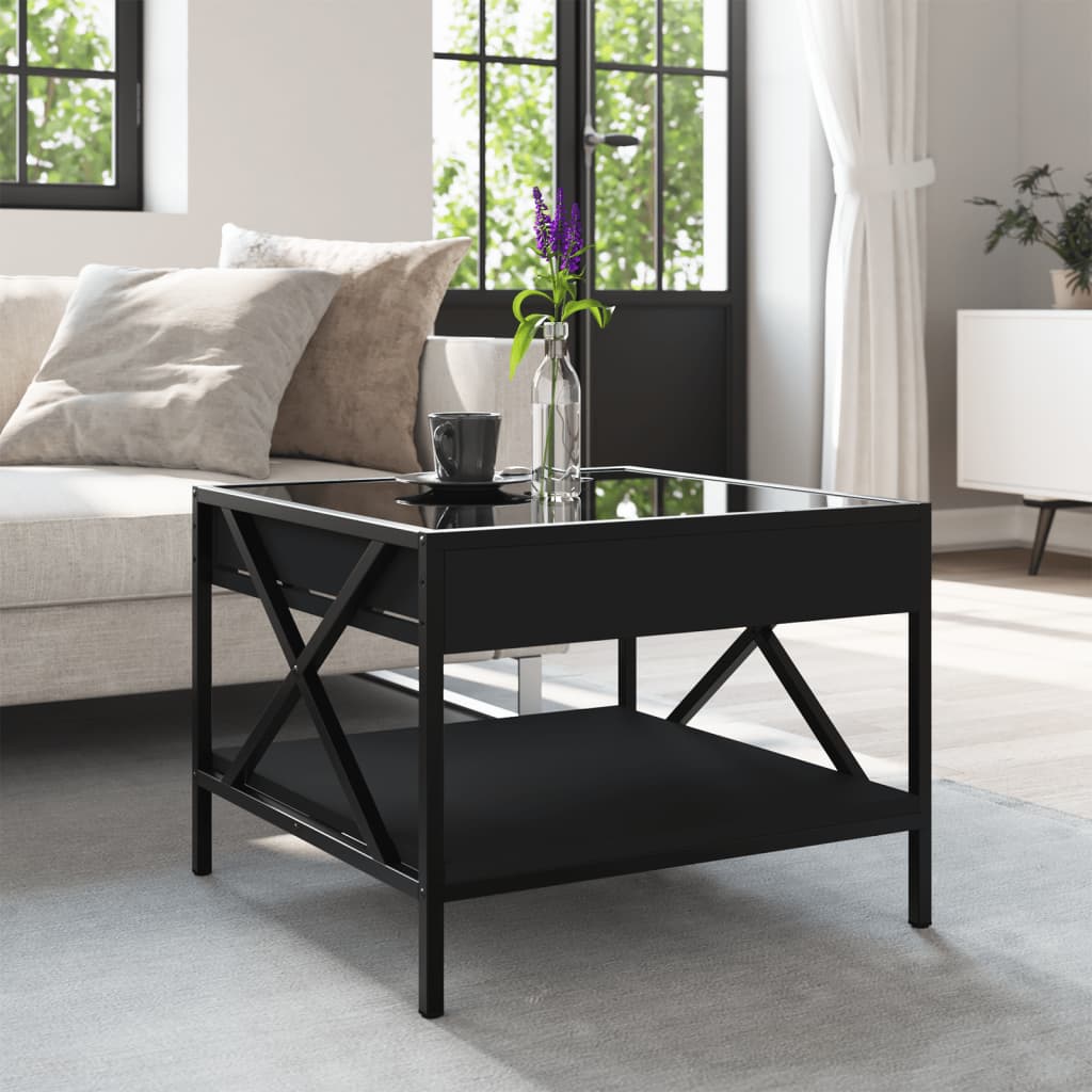 Table basse avec Infinity LED noir 50x50x38 cm