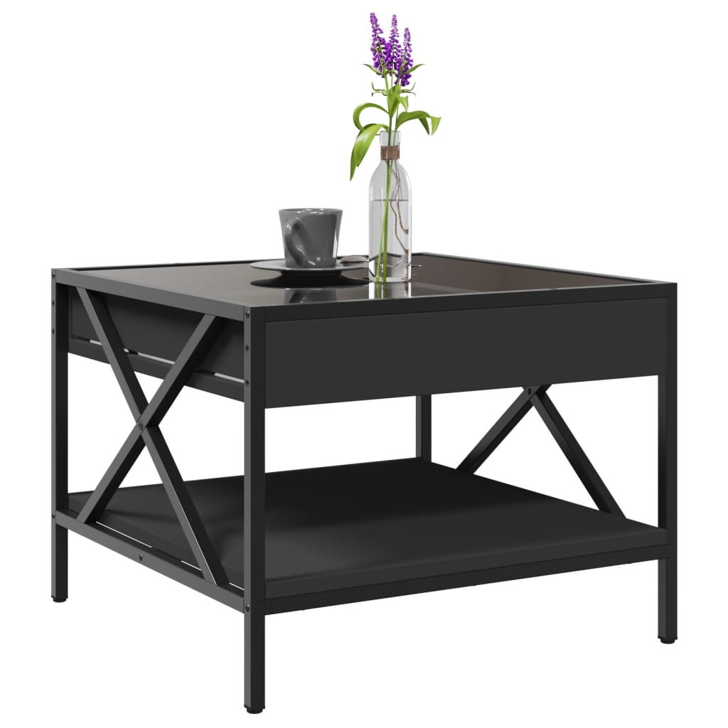 Table basse avec Infinity LED noir 50x50x38 cm