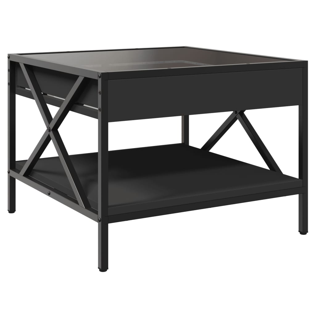 Table basse avec Infinity LED noir 50x50x38 cm