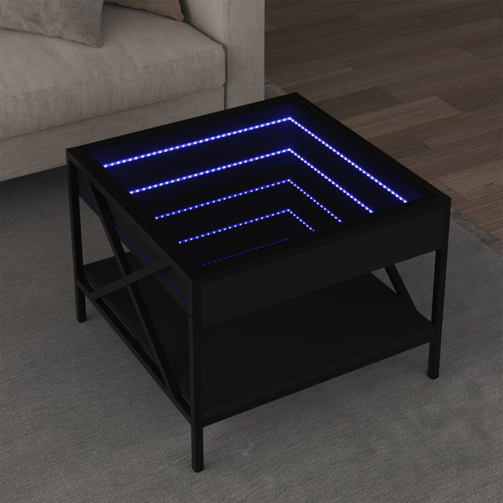 Table basse avec Infinity LED noir 50x50x38 cm