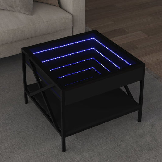 Table basse avec Infinity LED noir 50x50x38 cm