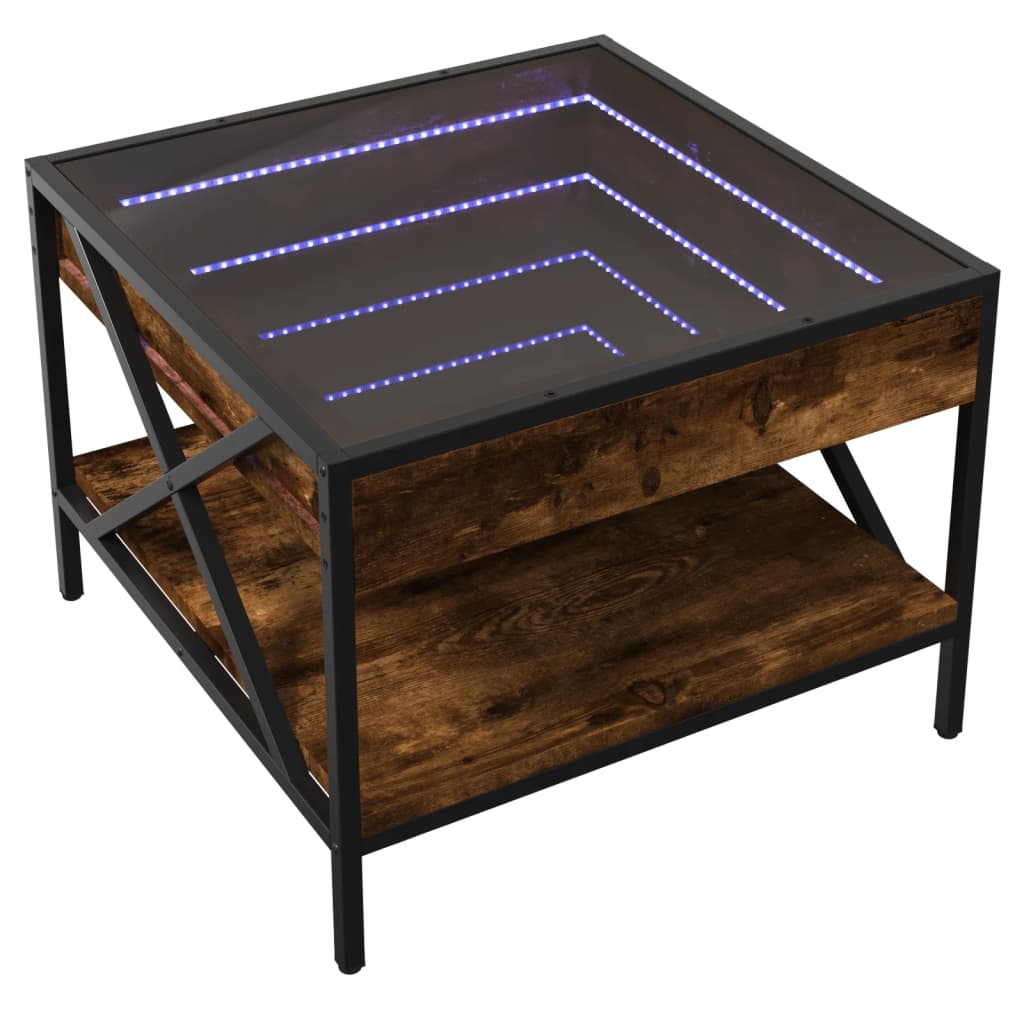 Table basse avec Infinity LED chêne fumé 50x50x38 cm