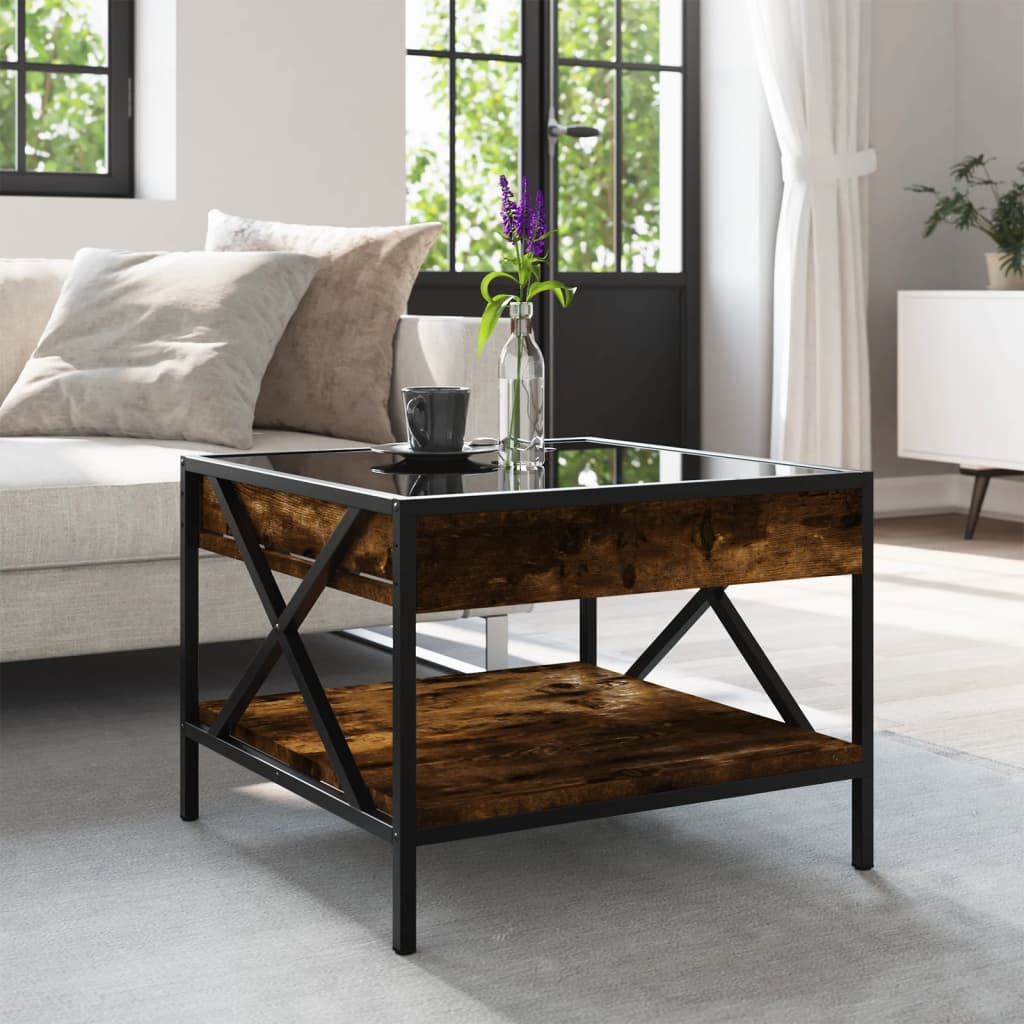 Table basse avec Infinity LED chêne fumé 50x50x38 cm