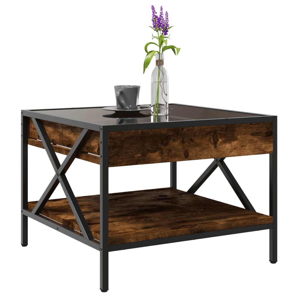 Table basse avec Infinity LED chêne fumé 50x50x38 cm