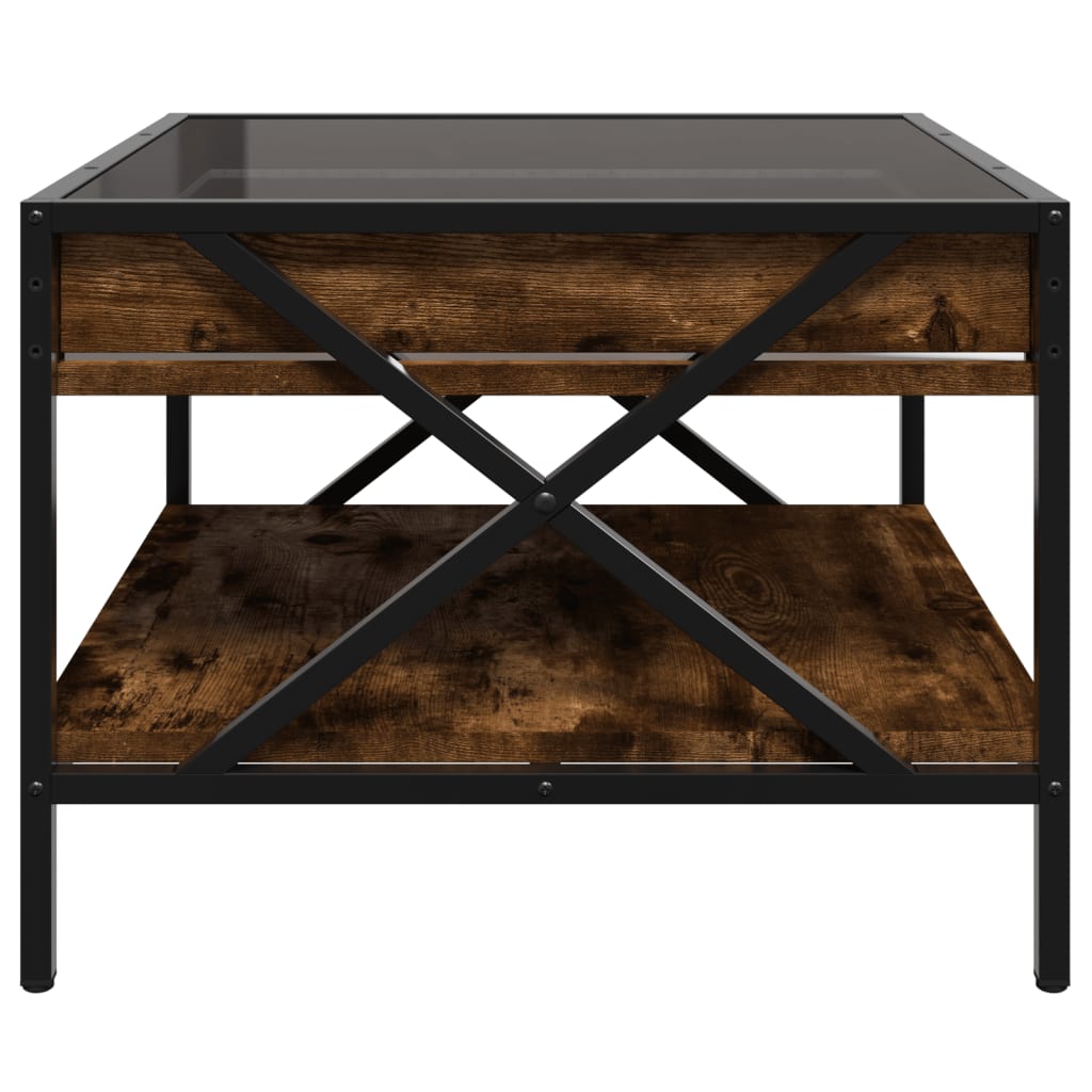 Table basse avec Infinity LED chêne fumé 50x50x38 cm