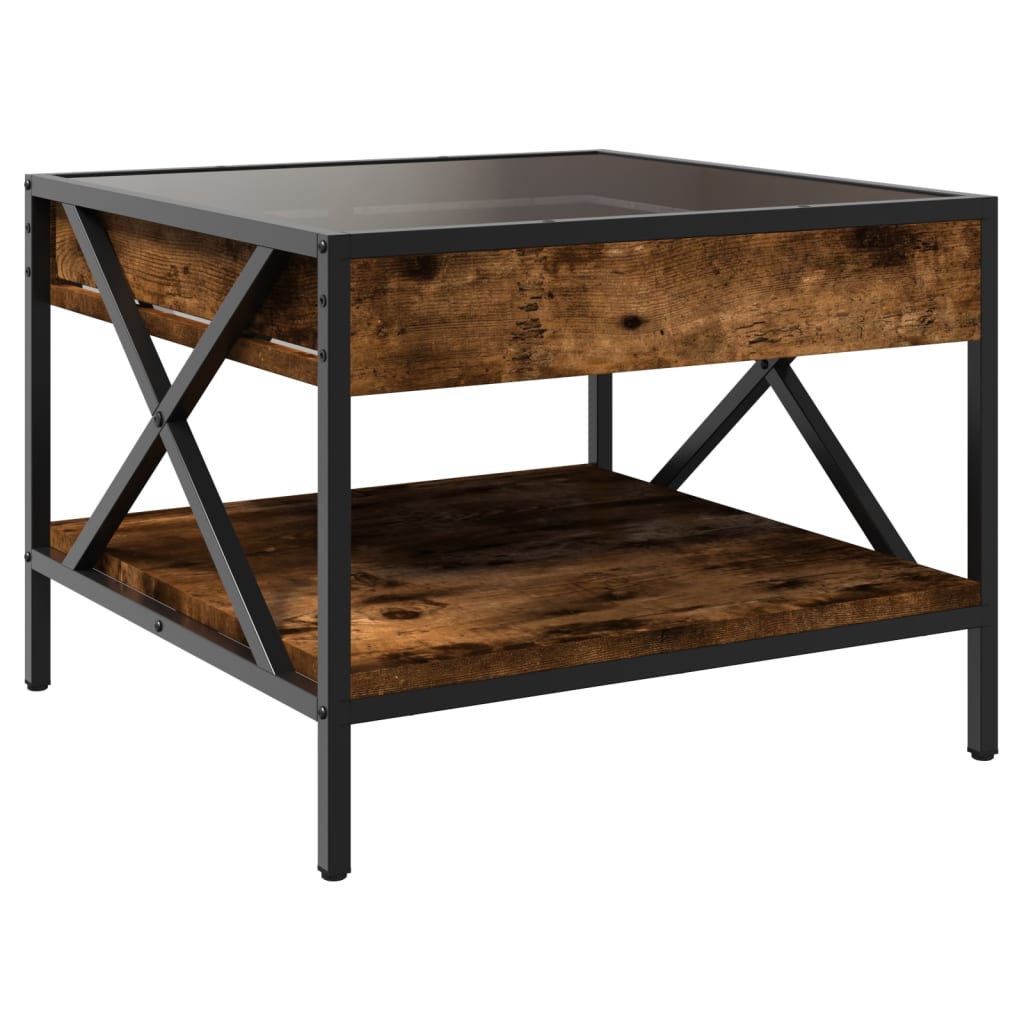Table basse avec Infinity LED chêne fumé 50x50x38 cm