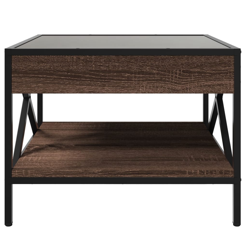 Table basse avec Infinity LED aspect chêne marron 50x50x38 cm