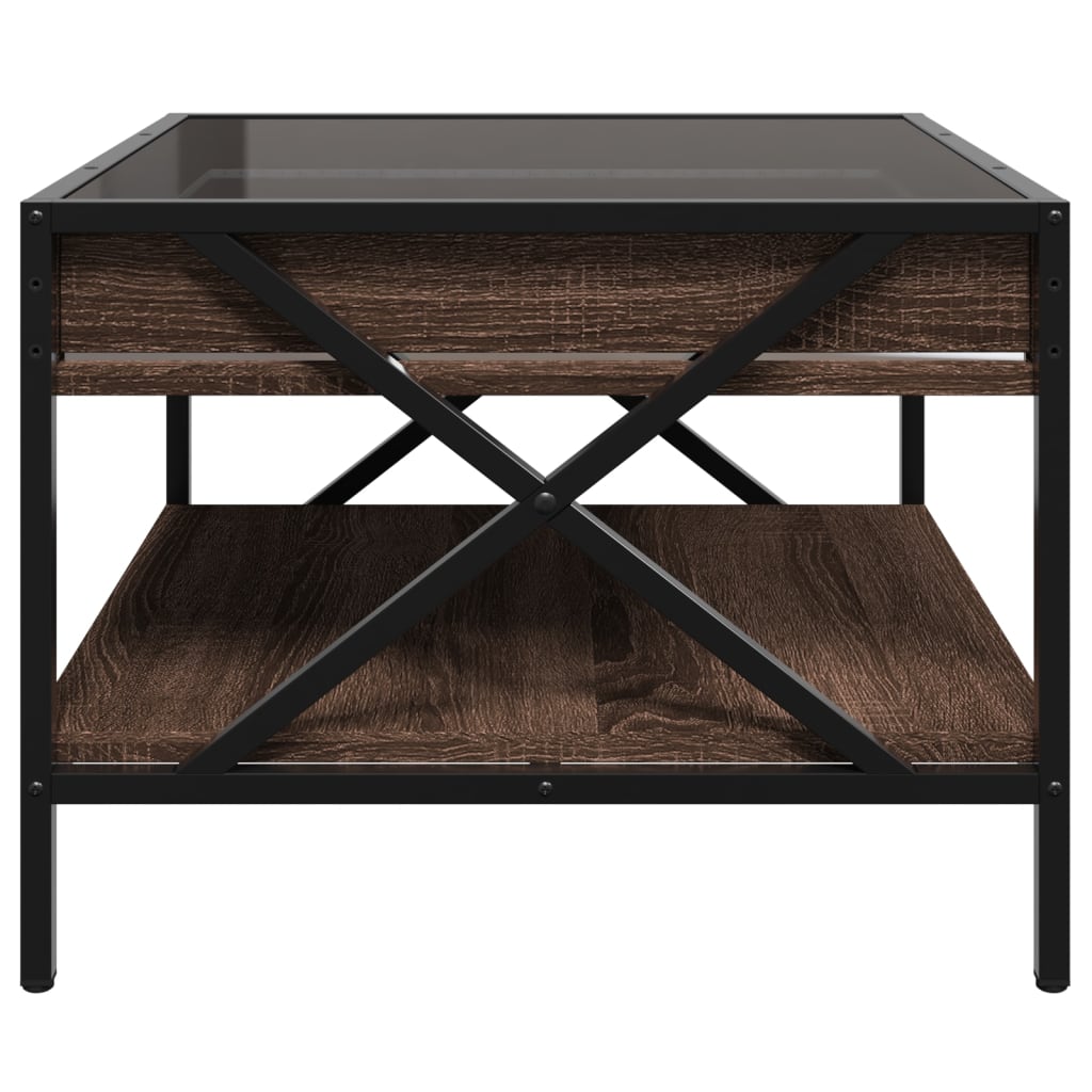 Table basse avec Infinity LED aspect chêne marron 50x50x38 cm