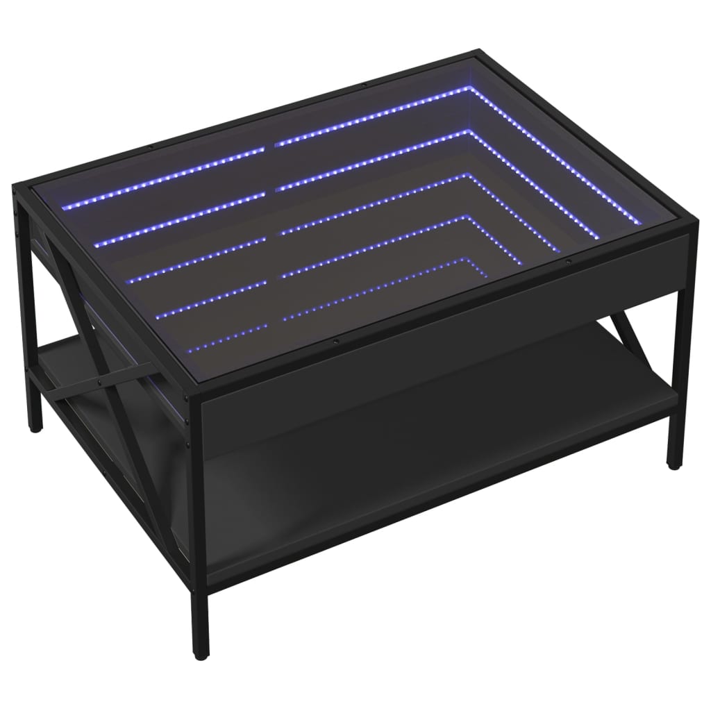Table basse avec Infinity LED noir 70x50x38 cm